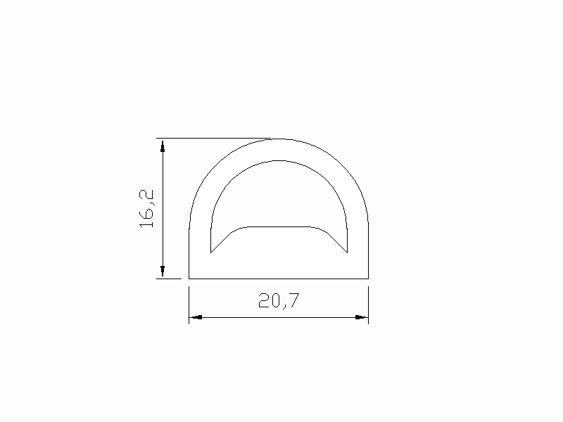 Profil en Silicone P1113A - format de type D - forme irrégulier