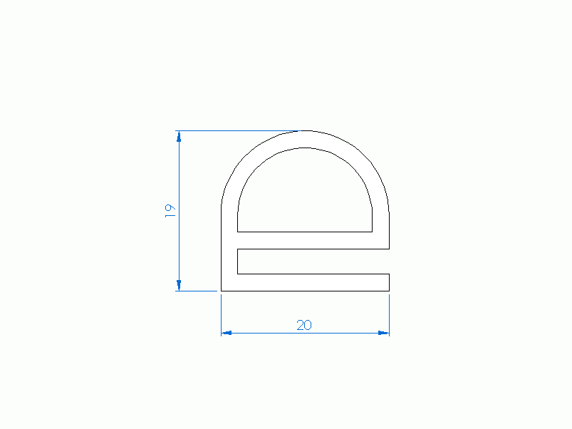 Profil en Silicone P11185R - format de type e - forme irrégulier