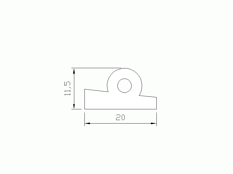 Profil en Silicone P1185B - format de type Perfil plano con Burbuja - forme irrégulier