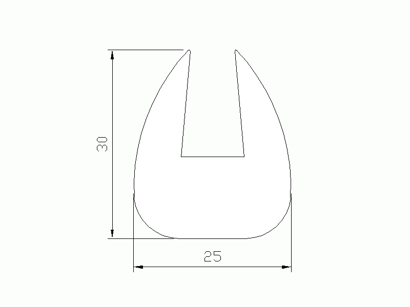 Profil en Silicone P1228Q - format de type U - forme irrégulier