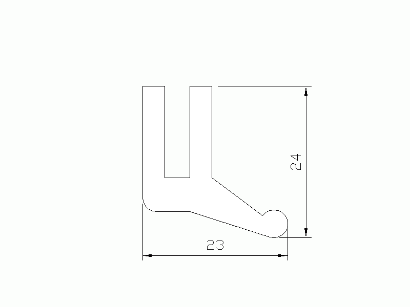 Profil en Silicone P128A - format de type U - forme irrégulier