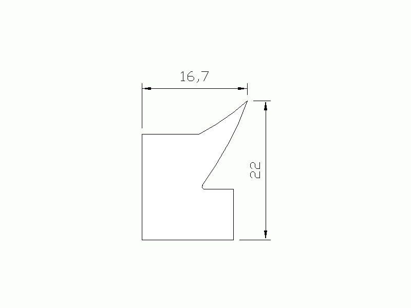 Profil en Silicone P131A - format de type Labiée - forme irrégulier