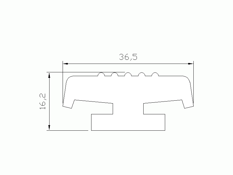 Profil en Silicone P1454E - format de type T - forme irrégulier