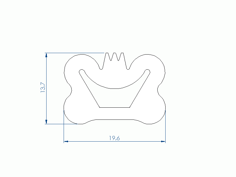 Profil en Silicone P1904CR - format de type D - forme irrégulier