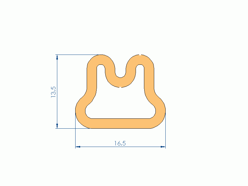 Profil en Silicone P19E - format de type D - forme irrégulier