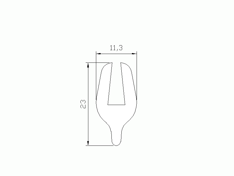 Profil en Silicone P20711L - format de type U - forme irrégulier