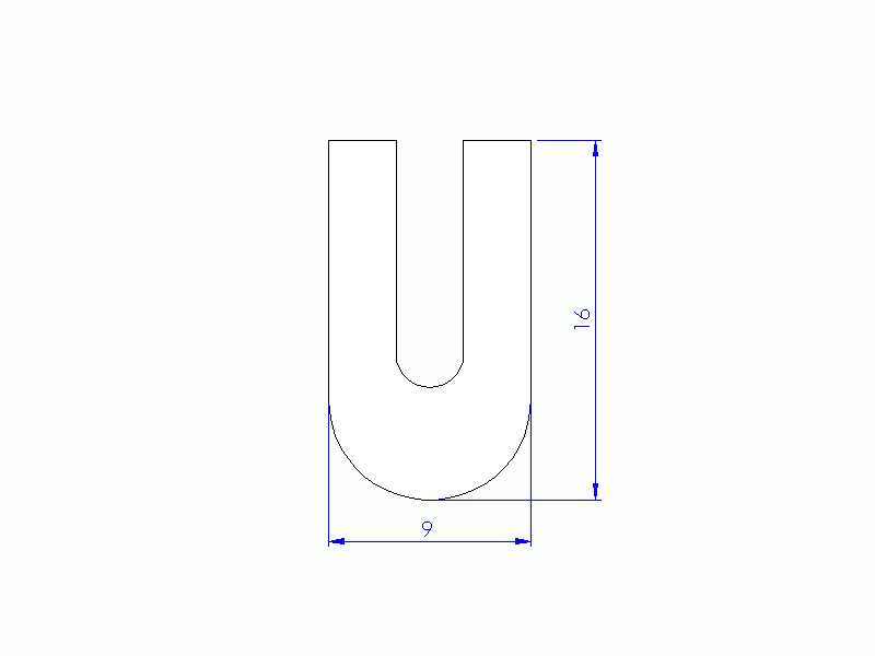 Profil en Silicone P2194 - format de type U - forme irrégulier