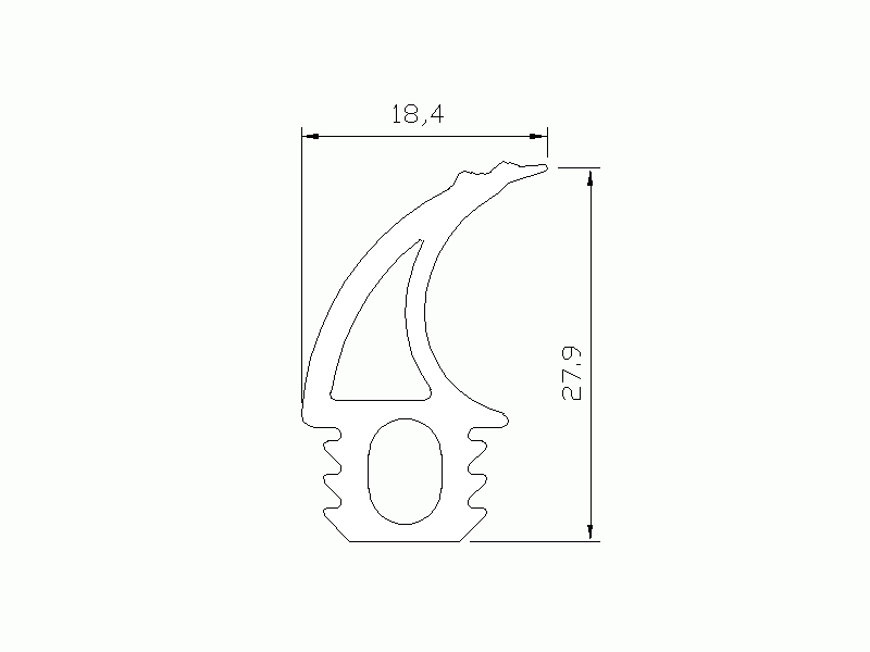 Profil en Silicone P2403B - format de type Double Trou - forme irrégulier