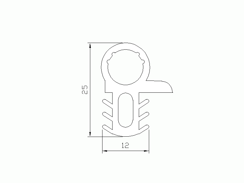 Profil en Silicone P2565 - format de type Double Trou - forme irrégulier