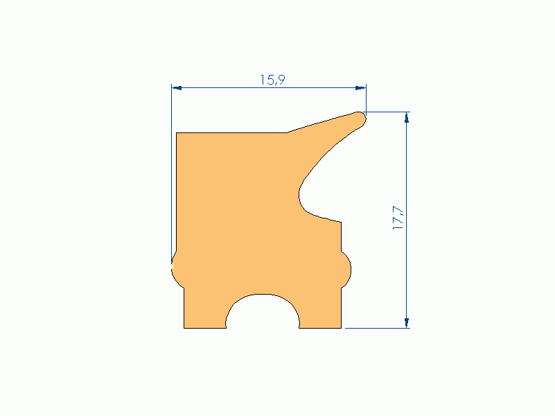 Profil en Silicone P2688AY - format de type Labiée - forme irrégulier