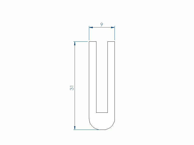 Profil en Silicone P268NY - format de type U - forme irrégulier