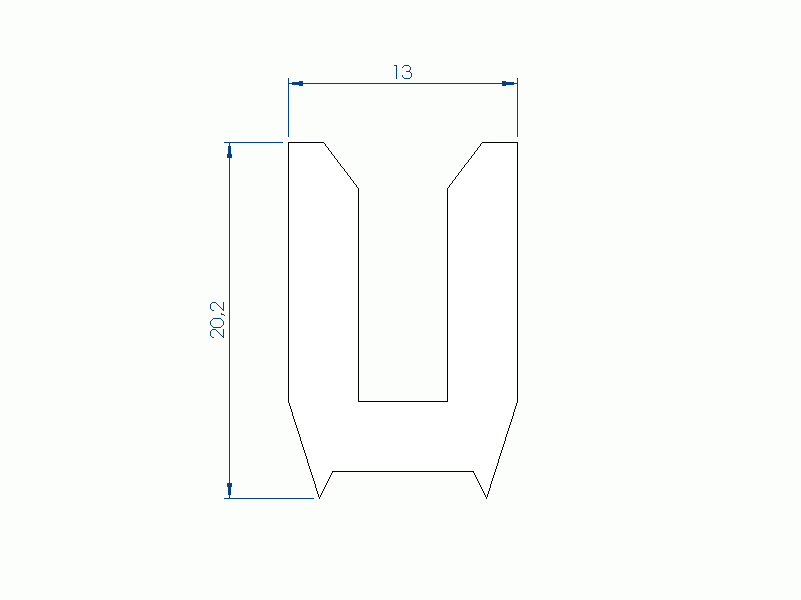 Profil en Silicone P2851IA - format de type U - forme irrégulier