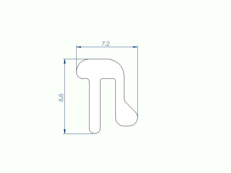 Profil en Silicone P2851LK - format de type U - forme irrégulier