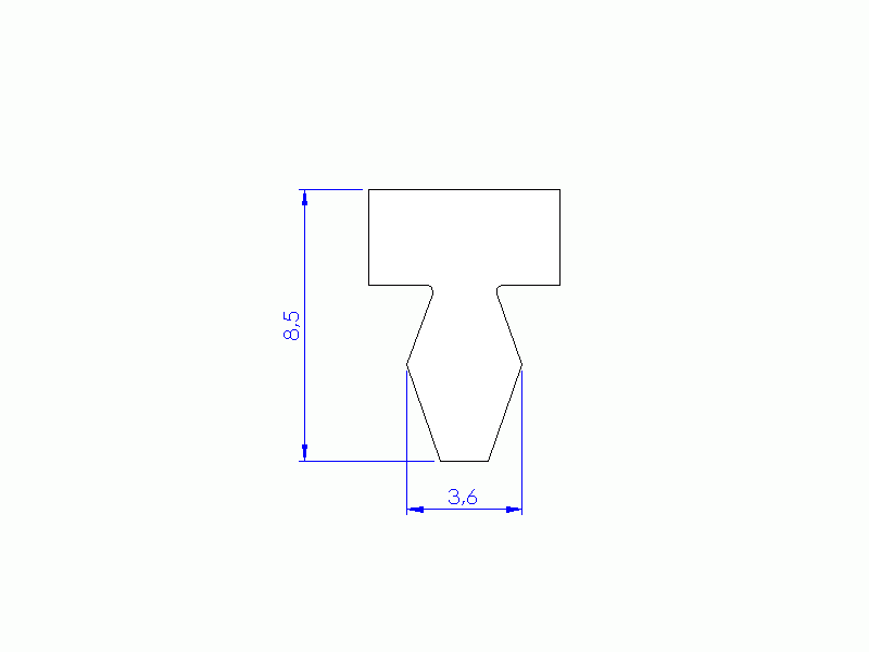 Profil en Silicone P3222B - format de type T - forme irrégulier