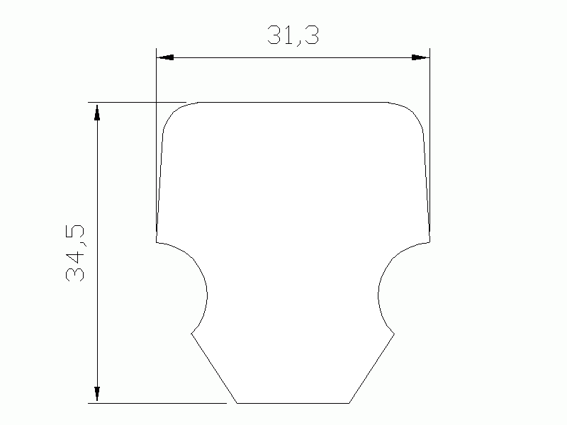 Profil en Silicone P334A - format de type T - forme irrégulier