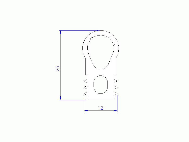 Profil en Silicone P3480B - format de type Double Trou - forme irrégulier