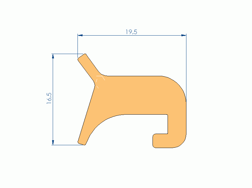 Profil en Silicone P40965KS - format de type Labiée - forme irrégulier