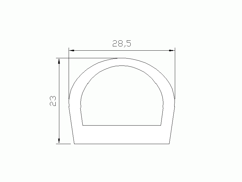 Profil en Silicone P419C - format de type D - forme irrégulier