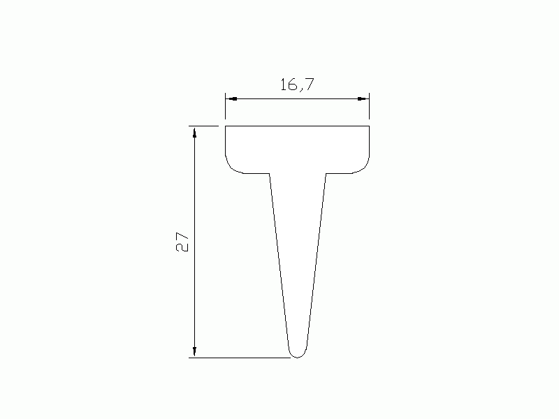 Profil en Silicone P595 - format de type T - forme irrégulier