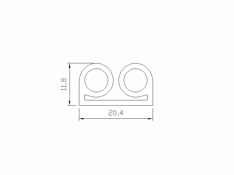 Profil en Silicone P653A - format de type Double p/b massif - forme irrégulier