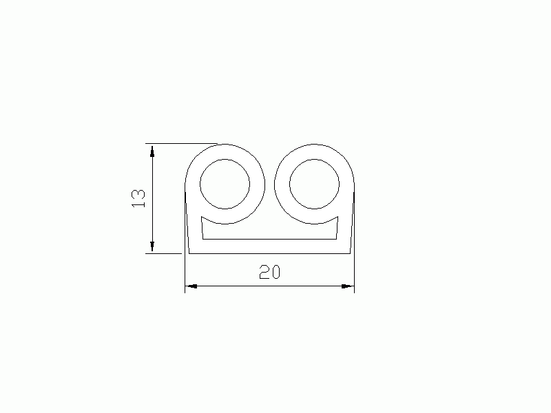 Profil en Silicone P653B - format de type Double p/b massif - forme irrégulier