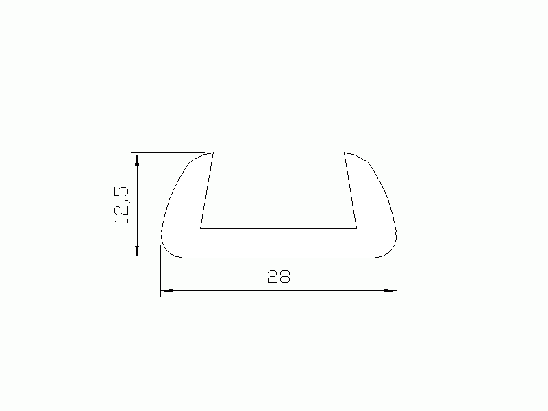 Profil en Silicone P684H - format de type U - forme irrégulier