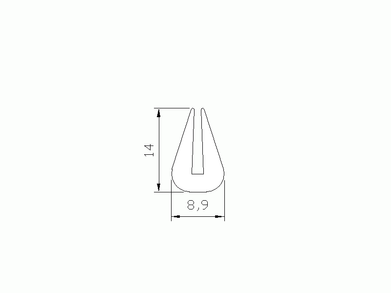 Profil en Silicone P872Y - format de type U - forme irrégulier