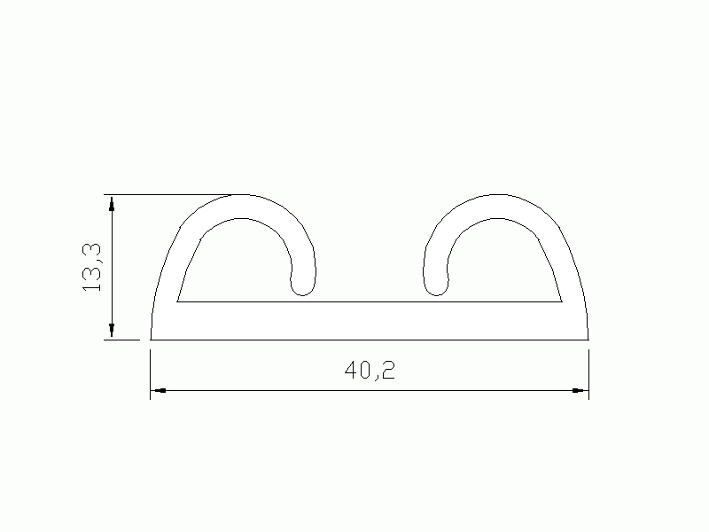 Profil en Silicone P90155B - format de type Double p/b massif - forme irrégulier