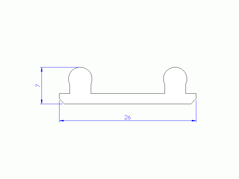 Profil en Silicone P91565K - format de type Double p/b massif - forme irrégulier