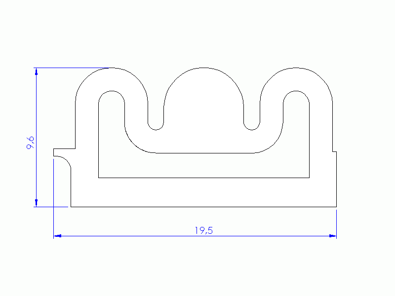 Profil en Silicone P91565P - format de type D - forme irrégulier