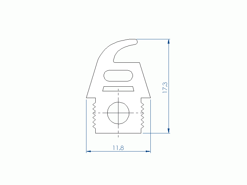 Profil en Silicone P91565PH - format de type Double Trou - forme irrégulier