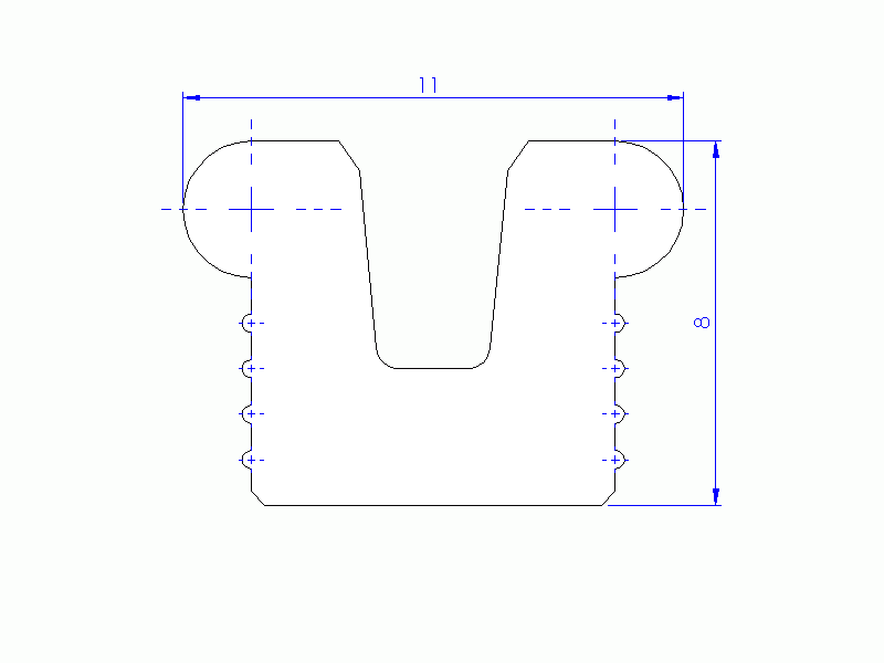 Profil en Silicone P91565R - format de type U - forme irrégulier