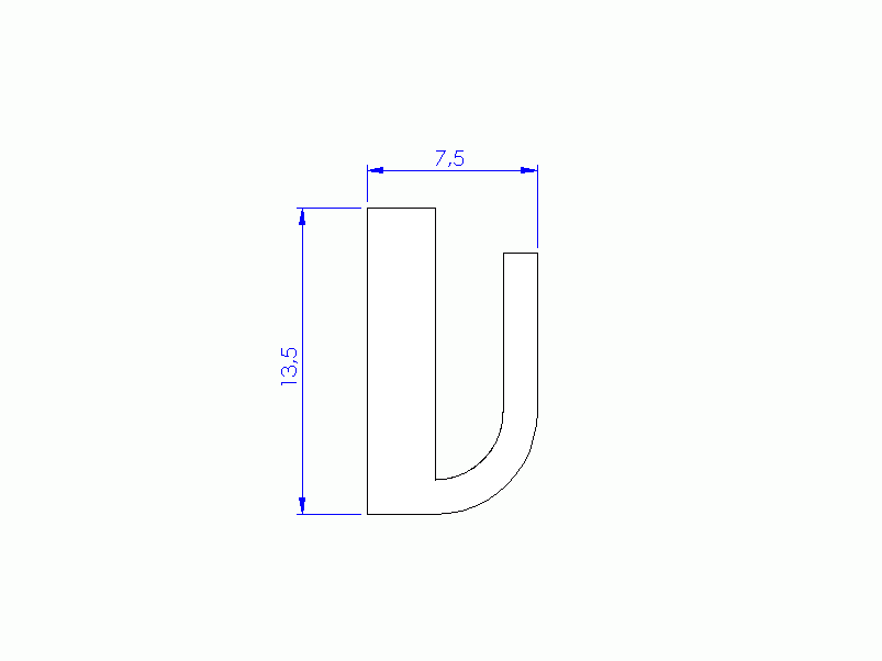 Profil en Silicone P91565U - format de type U - forme irrégulier