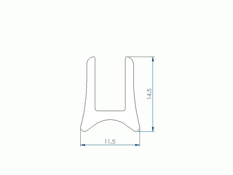 Profil en Silicone P91574B - format de type U - forme irrégulier