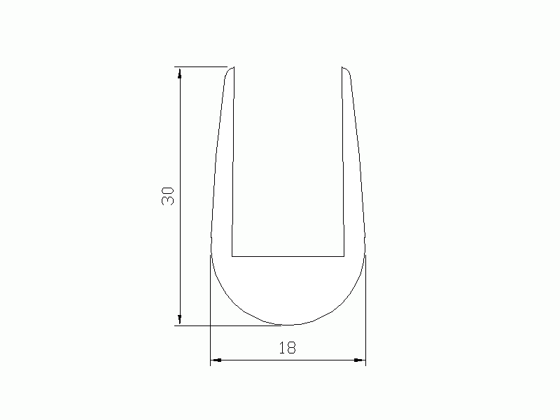 Profil en Silicone P91864 - format de type U - forme irrégulier