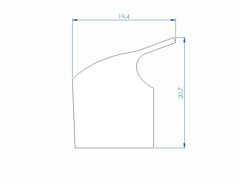 Profil en Silicone P92353A - format de type Labiée - forme irrégulier