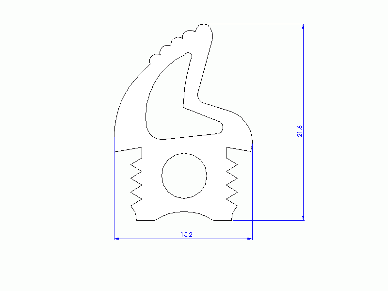 Profil en Silicone P92577D - format de type Double Trou - forme irrégulier