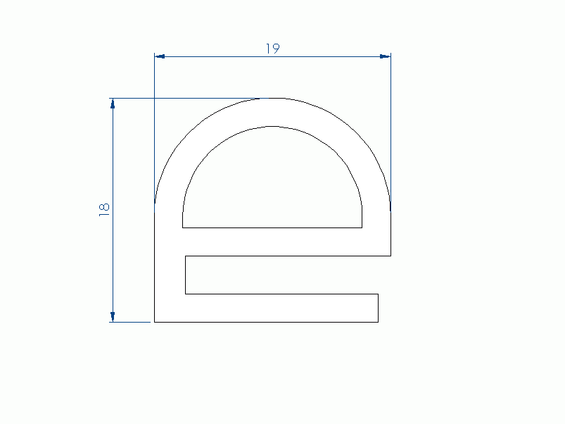 Profil en Silicone P92989L - format de type e - forme irrégulier