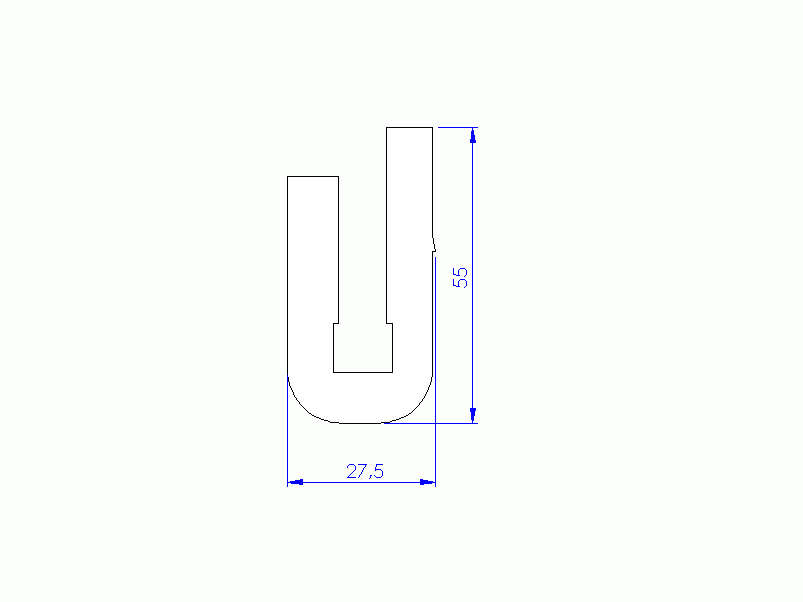 Profil en Silicone P932I - format de type U - forme irrégulier