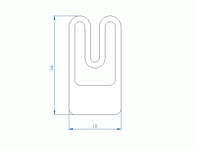 Profil en Silicone P93508BL - format de type D - forme irrégulier