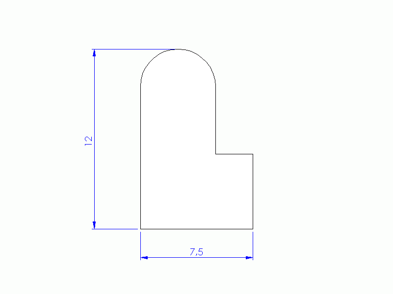 Profil en Silicone P93537B - format de type L - forme irrégulier