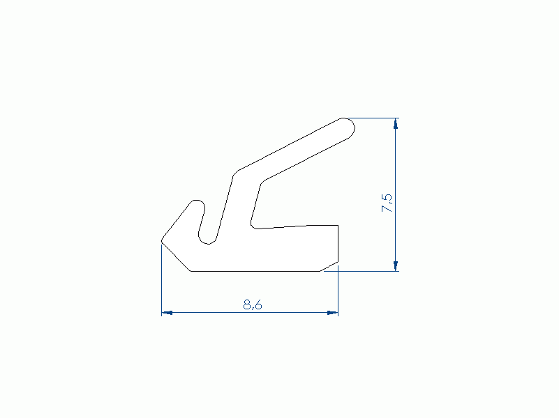 Profil en Silicone P93599L - format de type U - forme irrégulier