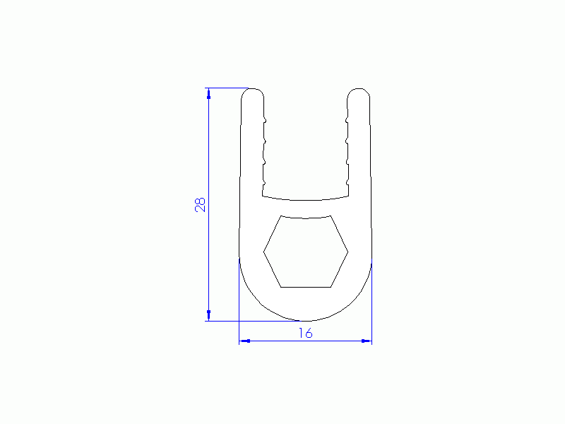 Profil en Silicone P93958A - format de type U - forme irrégulier