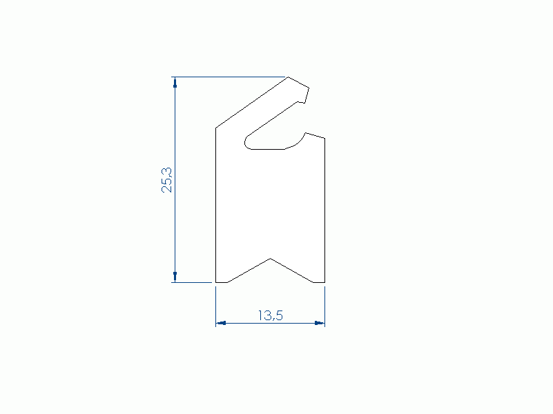 Profil en Silicone P93991BE - format de type Labiée - forme irrégulier