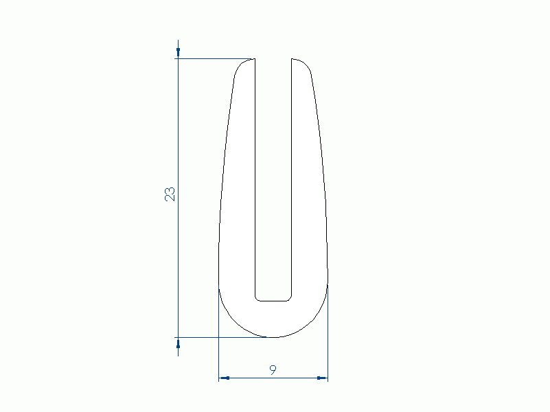 Profil en Silicone P94123O - format de type U - forme irrégulier