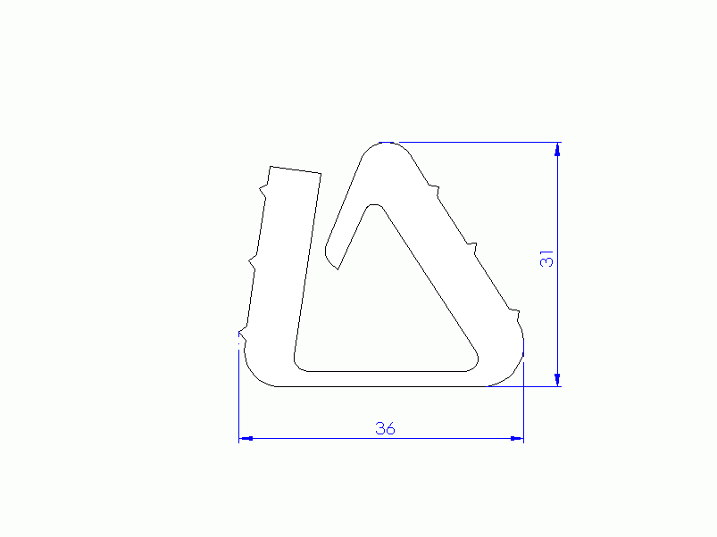 Profil en Silicone P945BK - format de type U - forme irrégulier