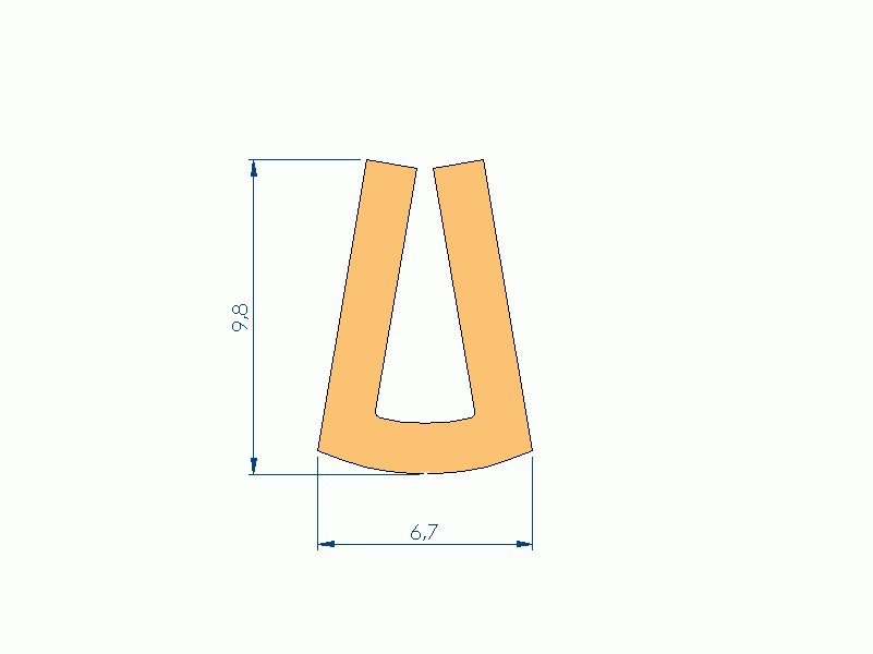 Profil en Silicone P94850DL - format de type U - forme irrégulier