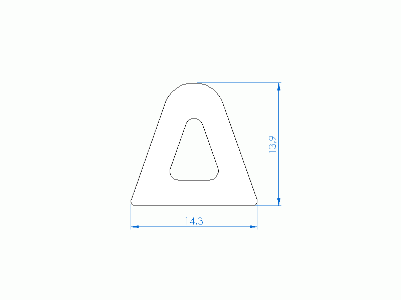 Profil en Silicone P96072 - format de type Triangulo - forme régulière