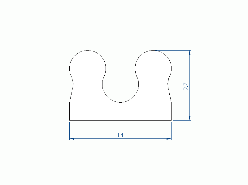 Profil en Silicone P96277 - format de type U - forme irrégulier