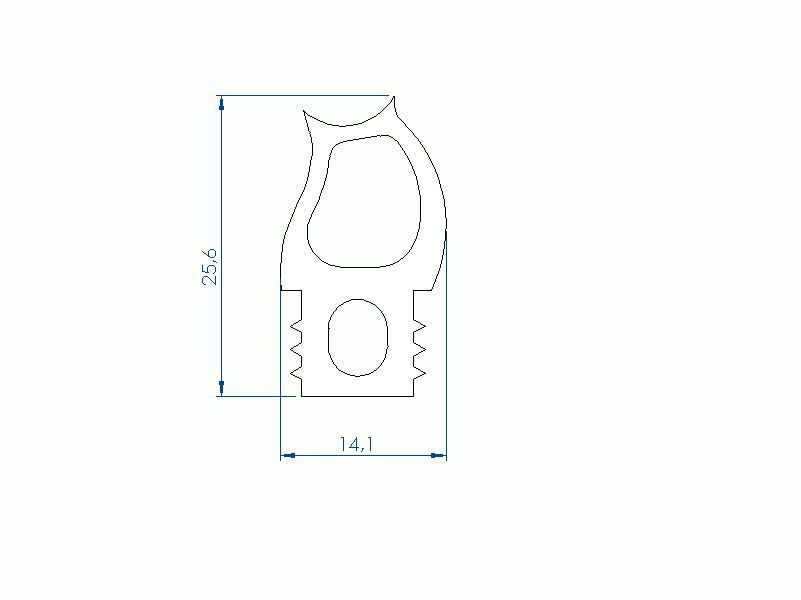 Profil en Silicone P96663 - format de type Double Trou - forme irrégulier